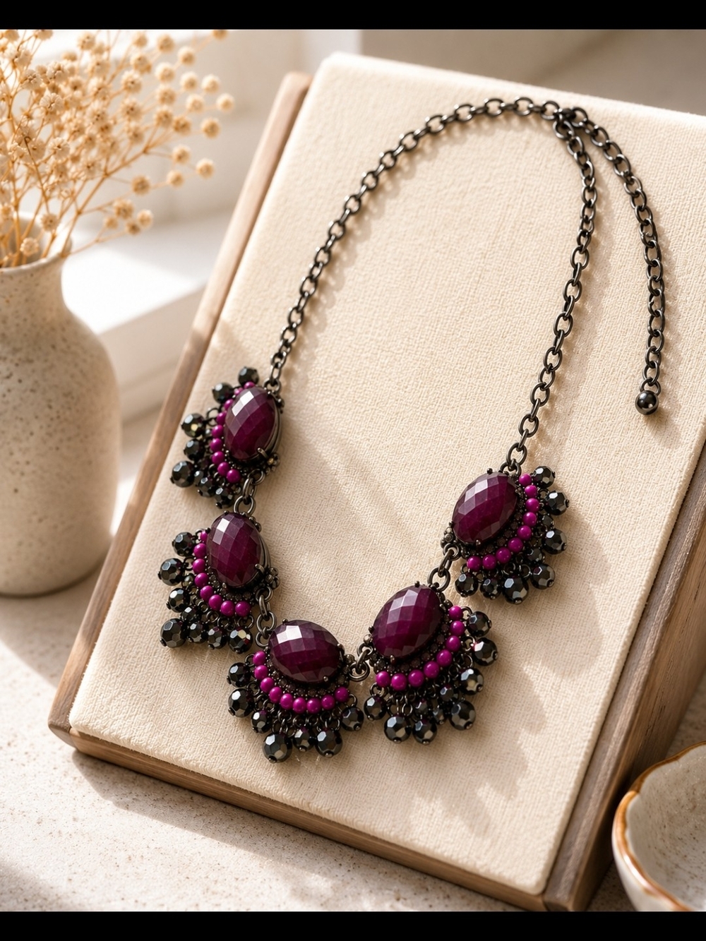Elegant Fuchsia Statement Necklace by